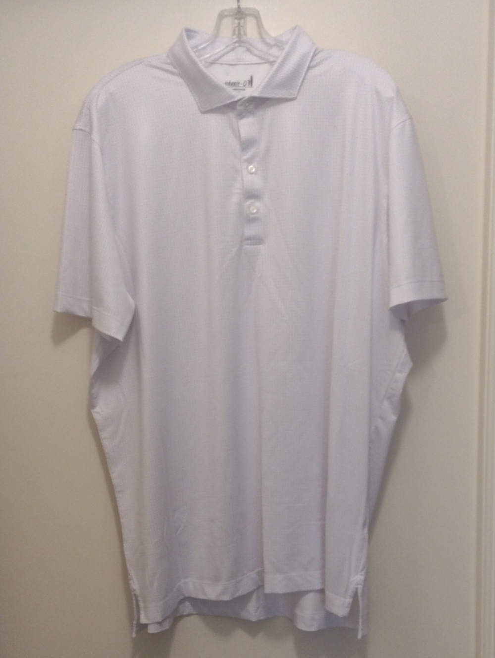 Johnnie-O White Performance Polo With Blue And Pink Print (J1203)